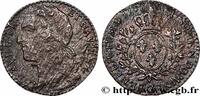 FRANCE Dixième d'écu aux branches d’olivier, tête ceinte LOUIS XV THE BELOVED Grenoble 1756 (21mm, 2,41g, 6h) -