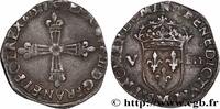 FRANCE Huitième d'écu, croix de face HENRY III Toulouse 1588 (27mm, 4,53g, 3h) -
