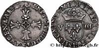 FRANCE Huitième d'écu, croix feuillue de face HENRY IV Bayonne 1594 (25mm, 4,72g, 8h) -