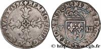 FRANCE Huitième d'écu, croix feuillue de face HENRY IV Bayonne 1596 (25mm, 4,61g, 12h) -