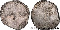 FRANCE Huitième d'écu, croix feuillue de face HENRY IV Angers 1605 (25mm, 4,80g, 3h) -
