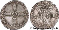 FRANCE Huitième d'écu, croix feuillue de face HENRY IV La Rochelle 1604 (25mm, 4,57g, 3h) -