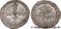 FRANCE Huitième d'écu, croix feuillue de face HENRY IV Bayonne 1605 (26mm, 4,81g, 6h) -