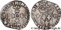 FRANCE Huitième d'écu, croix feuillue de face HENRY IV Bordeaux 1609 (24mm, 4,57g, 6h) -