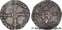 FRANCE Huitième d'écu, croix feuillue de face HENRY IV Rennes 1608 (23mm, 4,79g, 9h) -