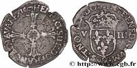 FRANCE Huitième d'écu, croix feuillue de face HENRY IV Rennes 1607 (26mm, 4,35g, 6h) -