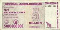 ZIMBABWE 5 Billion Dollars ZIMBABWE 5 Billion Dollars 2008 VF -