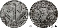 FRANCE 50 centimes Francisque, légère, fautée clippée FRENCH STATE 1943 (18mm, 0,65g, 6h) -