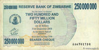 ZIMBABWE 250 Millions Dollars ZIMBABWE 250 Millions Dollars 2008 VF -