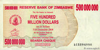 ZIMBABWE 500 Millions Dollars ZIMBABWE 500 Millions Dollars 2008 XF -