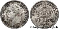 FRANCE 50 centimes Napoléon III, tête laurée SECOND EMPIRE Strasbourg 1868 (18mm, 2,50g, 6h) -