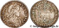 FRANCE Douzième d'écu, portrait à la mèche longue LOUIS XIV THE SUN KING Rouen 1650 (19,5mm, 2,27g, 6h) -