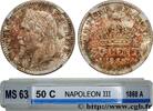 FRANCE 50 centimes Napoléon III, tête laurée SECOND EMPIRE Paris 1868 (18mm, 2,5g, 6h) -