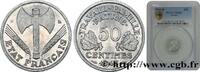 FRANCE 50 centimes Francisque, légère FRENCH STATE Beaumont-Le-Roger 1943 (18mm, 0,70g, 6h) -