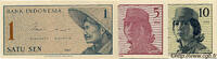 INDONESIA 1 Sen, 5 Sen et 10 Sen Lot INDONESIA 1 Sen, 5 Sen et 10 Sen Lot 1964 UNC -