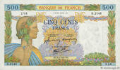 FRANCE 500 Francs LA PAIX FRANCE 500 Francs LA PAIX 1941 AU- -