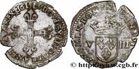 FRANCE Huitième d'écu, à la croix fleurdelisée, titulatur LOUIS XIII Rouen 1615 (25,5mm, 4,53g, 3h) -