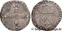 FRANCE Huitième d'écu, à la croix fleurdelisée, titulatur LOUIS XIII Angers 1642 (23,5mm, 4,77g, 6h) -