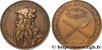 FRANCE Médaille, Léonard de Vinci, refrappe ARTISTES : MUSICIENS, PEINTRES, SCULPTEURS Monnaie de Paris (1669) (53,5mm, 65,54g, 12h) -