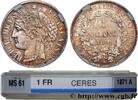 FRANCE 1 franc Cérès, Troisième République III REPUBLIC Paris 1871 (23mm, 5,01g, 6h) -