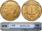 FRANCE 1 franc Morlon III REPUBLIC Paris 1935 (23mm, 4,01g, 6h) -
