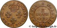 FRENCH GUIANA 2 Sous colonies de Cayenne FRENCH GUIANA Paris - A 1789 (22,23mm, 1,63g, 6h) -