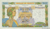 FRANCE 500 Francs LA PAIX FRANCE 500 Francs LA PAIX 1942 AU- -