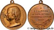 FRANCE Médaille, Pierre Jean Béranger LITTÉRATURE : ÉCRIVAINS/ÉCRIVAINES - POÈTES 1856 (39mm, 20,38g, 12h) -