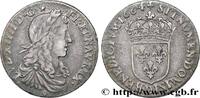 FRANCE Douzième d'écu, portrait apollinien LOUIS XIV THE SUN KING Lyon 1664 (20,5mm, 2,24g, 6h) -