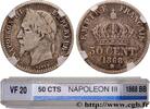 FRANCE 50 centimes Napoléon III, tête laurée SECOND EMPIRE Strasbourg 1868 (18mm, 2,47g, 6h) -
