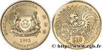 SINGAPORE 10 Dollars année du coq SINGAPORE 1993 (40,70mm, 28g, 12h) -
