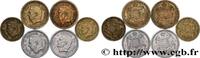 MONACO Lot 6 pièces 1 et 2 Francs Louis II / armoiries MONACO Paris (1943) (mm, g, 6h) -