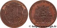 FRANCE Médaille, Inauguration du chemin de fer de Lyon à TRANSPORTS Suisse, Genève 1858 (48,5mm, 55,87g, 12h) -
