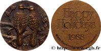 FRANCE Médaille, Couple d’oiseaux, Happy holidays AMOUR ET MARIAGE 1988 (60mm, 45,77g, 12h) -