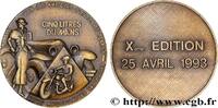 FRANCE Médaille, Xe édition du Cinq litres du Mans AUTOMOBILES ET VOITURES - PILOTES ET INVENTIONS 1993 (69mm, 147,49g, 12h) -