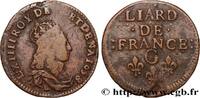 FRANCE Liard de cuivre, 2e type LOUIS XIV THE SUN KING Châtellerault 1658 (22mm, 3,45g, 6h) -