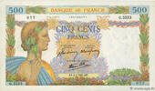 FRANCE 500 Francs LA PAIX FRANCE 500 Francs LA PAIX 1942 XF+ -
