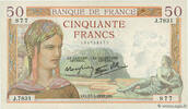 FRANCE 50 Francs CÉRÈS modifié FRANCE 50 Francs CÉRÈS modifié 1938 VF+ -