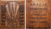 FRANCE Plaquette, Chantiers de la jeunesse française ÉTAT FRANÇAIS 1944 (65,5mm, 119,64g, 12h) -