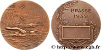 FRANCE Médaille, Natation, Brasse SPORTS 1939 (31mm, 11,28g, 12h) -