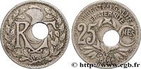 FRANCE 25 centimes Lindauer, Fauté perforation décentrée III REPUBLIC 1922 (24mm, 4,96g, 6h) -