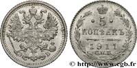 RUSSIA 5 Kopecks aigle bicéphale RUSSIA Saint-Petersbourg 1911 (15mm, 0,94g, 12h) -