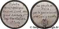 FRANCE Médaille, Spectacle offert par le gouvernement pro DEUXIÈME RÉPUBLIQUE 1848 (38,5mm, 15,74g, 12h) -