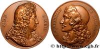 FRANCE Médaille, Jean Racine et Jean-Baptiste Poquelin, r ARTISTES : MUSICIENS, PEINTRES, SCULPTEURS Monnaie de Paris (1854) (50,5mm, 89,94g, 12h) -