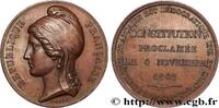 FRANCE Médaille, Vote de la constitution DEUXIÈME RÉPUBLIQUE 1848 (26mm, 11,39g, 12h) -
