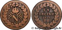 FRANCE Un décime à l’N couronnée PREMIER EMPIRE / FIRST FRENCH EMPIRE Strasbourg 1814 (32mm, 24,23g, 6h) -