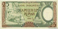 INDONESIA 25 Rupiah INDONESIA 25 Rupiah 1958 UNC- -