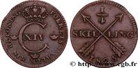 SWEDEN 1/4 Skilling Monogramme de Charles XIV SWEDEN 1825 (26mm, 3,88g, 12h) -