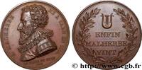 FRANCE Médaille, Hommage à Malherbe LITTÉRATURE : ÉCRIVAINS/ÉCRIVAINES - POÈTES 14 - Caen 1815 (40,5mm, 35,05g, 12h) -