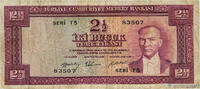 TURKEY 2 1/2 Lira TURKEY 2 1/2 Lira 1955 F -